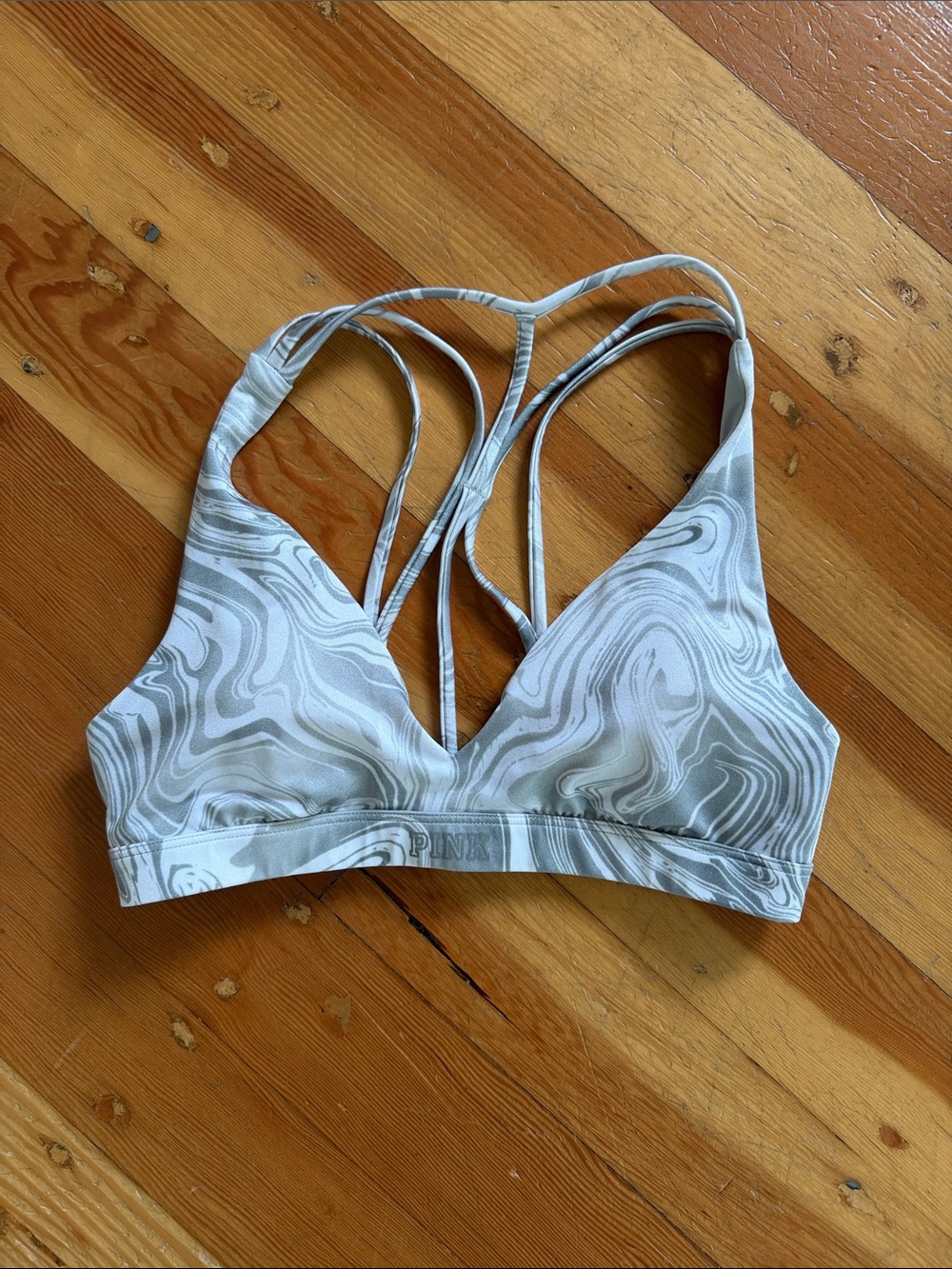 Victorias Secret PINK Ultimate Lightly Lined Grey Strappy Bra Small